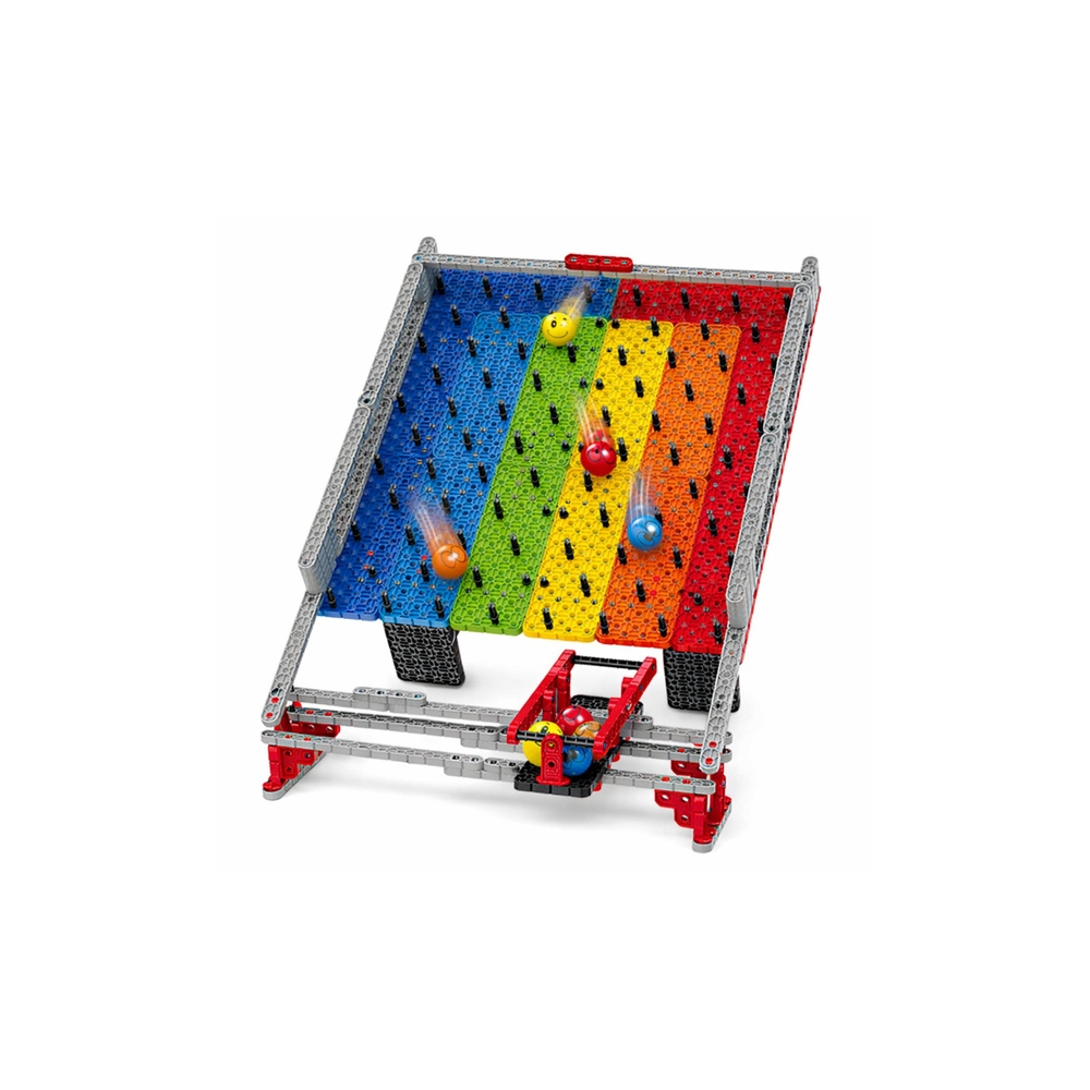 Konstruktorius su kamuoliuko takeliu Bricks Rainbow Board Slide Ball Catching Game 477 el.