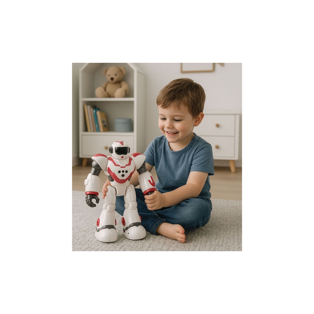 Interaktyvus nuotoliniu būdu valdomas robotas RC 16 funkcijų Šviesos garsai Rausva-Žaislai, Robotai-e-vaikas