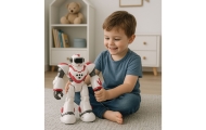 Interaktyvus nuotoliniu būdu valdomas robotas RC 16 funkcijų Šviesos garsai Rausva-Žaislai, Robotai-e-vaikas