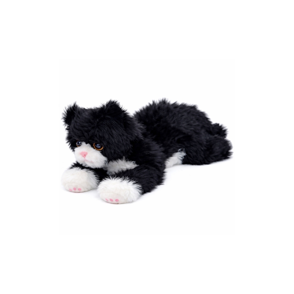 Pliušinis gulintis katinas, baltos ir juodos spalvos, 38 cm-Žaislai, Minkšti žaislai-e-vaikas