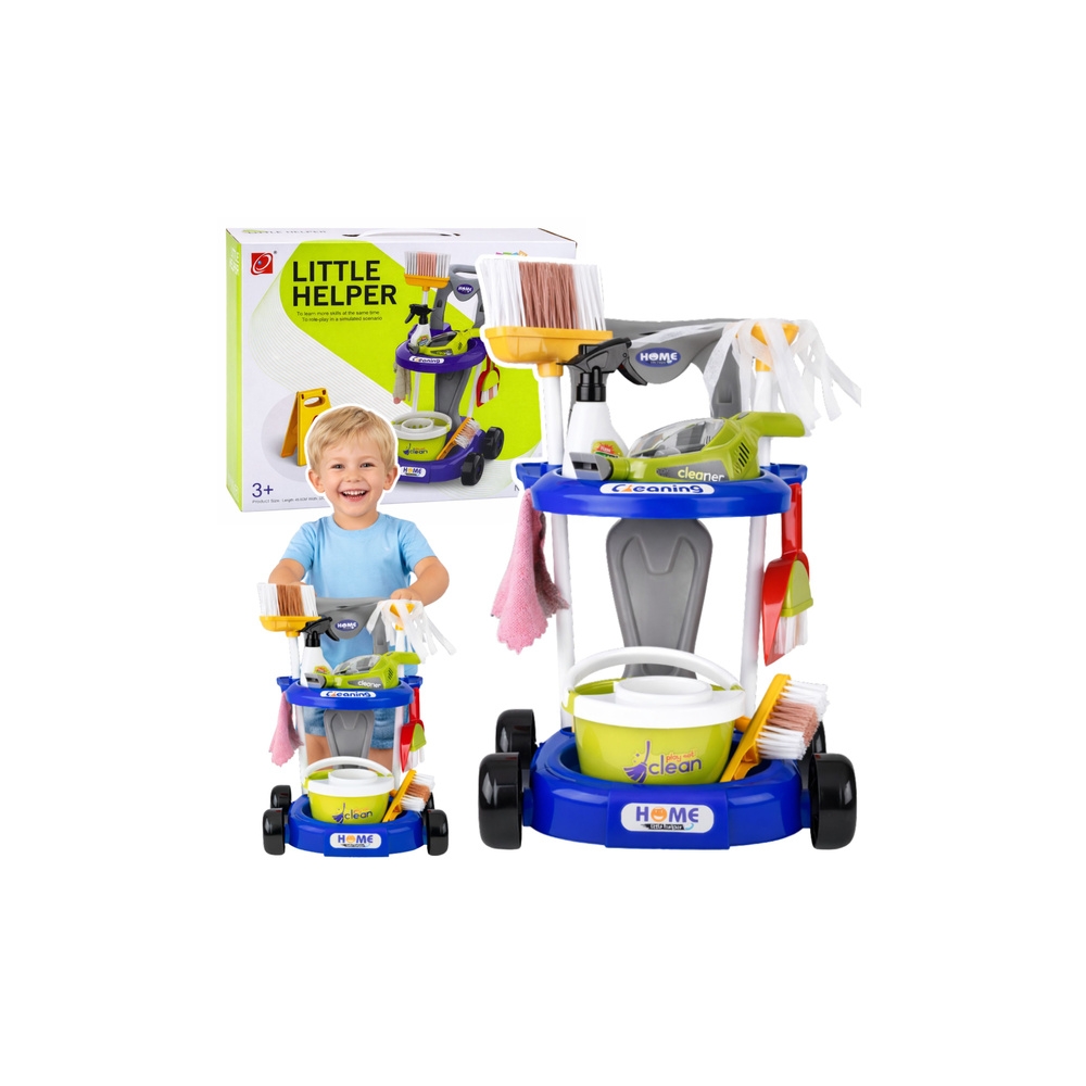 Valymo vežimėlio rinkinys Dulkių siurblys Interaktyvūs priedai 20 dalių-Žaislai, Profesijos, buities žaislai, Buities žaislai-e-