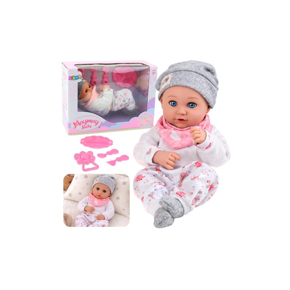 Lėlė kūdikis su maitinimo reikmenimis šliaužtinukas, kepurė 28 cm-Žaislai, Lėlės ir jų priedai, Lėlės-e-vaikas