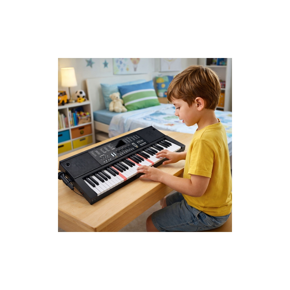 Elektrinė pianino klaviatūra su mikrofonu, 200 garsų, 61 klavišas, 78 cm-Žaislai, Muzikiniai-e-vaikas
