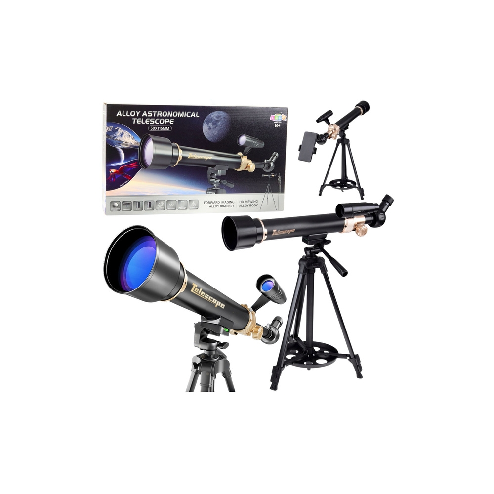 Aliuminis astronomijos teleskopas mokymosi reikmėms su stovu (1,35 m)-Žaislai, Profesijos, buities žaislai, Moksliniai žaislai-e