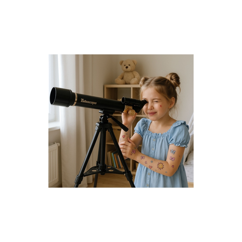 Aliuminis astronomijos teleskopas mokymosi reikmėms su stovu (1,35 m)-Žaislai, Profesijos, buities žaislai, Moksliniai žaislai-e