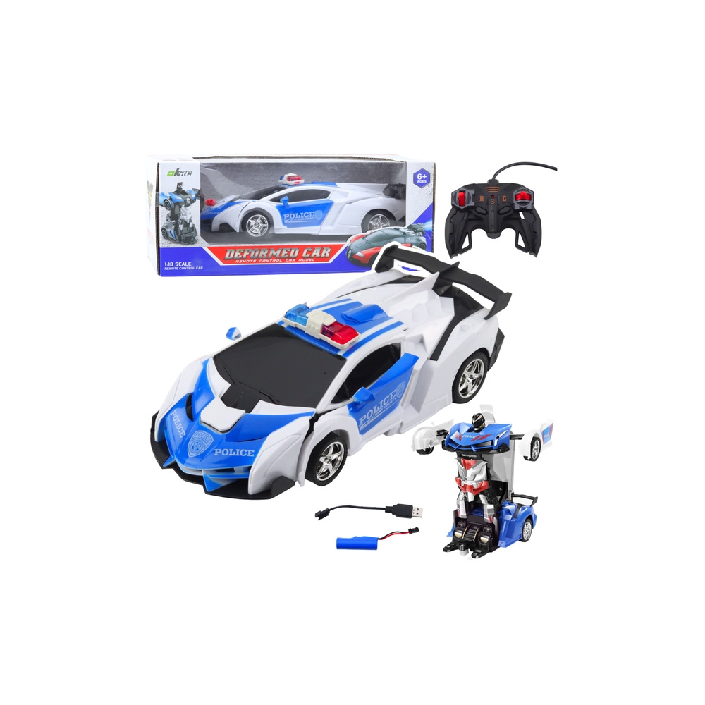 Nuotoliniu būdu valdomas RC Robotas 2W1 Policijos policijos automobilis 1:18-Žaislai, Auto ir transporto žaislai, Valdomos radij