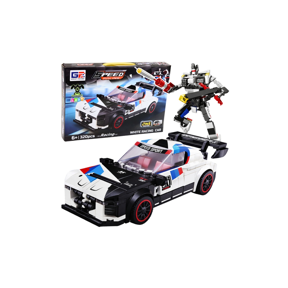 Konstruktorius Sportinis automobilis robotas 2W1 Baltas 320 el.