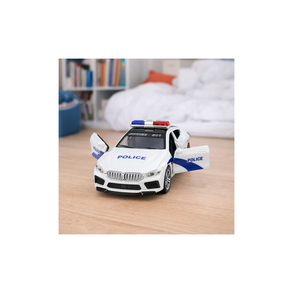 Policijos automobilis Atidaromos durys Žibintai Garsas Baltas-Žaislai, Auto ir transporto žaislai, Mašinos-e-vaikas