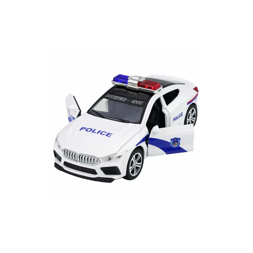 Policijos automobilis Atidaromos durys Žibintai Garsas Baltas-Žaislai, Auto ir transporto žaislai, Mašinos-e-vaikas