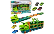 Ciężarówka Dinozaur z Resorakami Tor Dla Autek Transporter Wyrzutnia 4w1