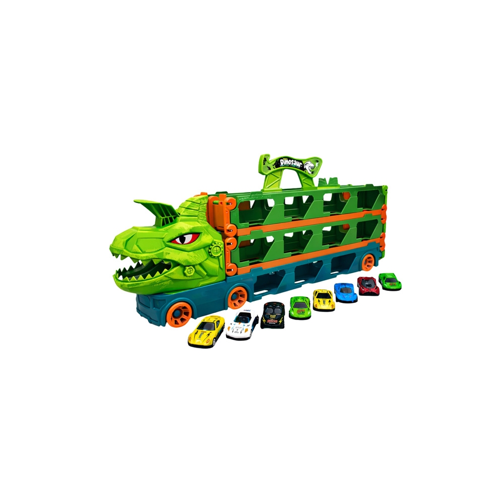 Ciężarówka Dinozaur z Resorakami Tor Dla Autek Transporter Wyrzutnia 4w1