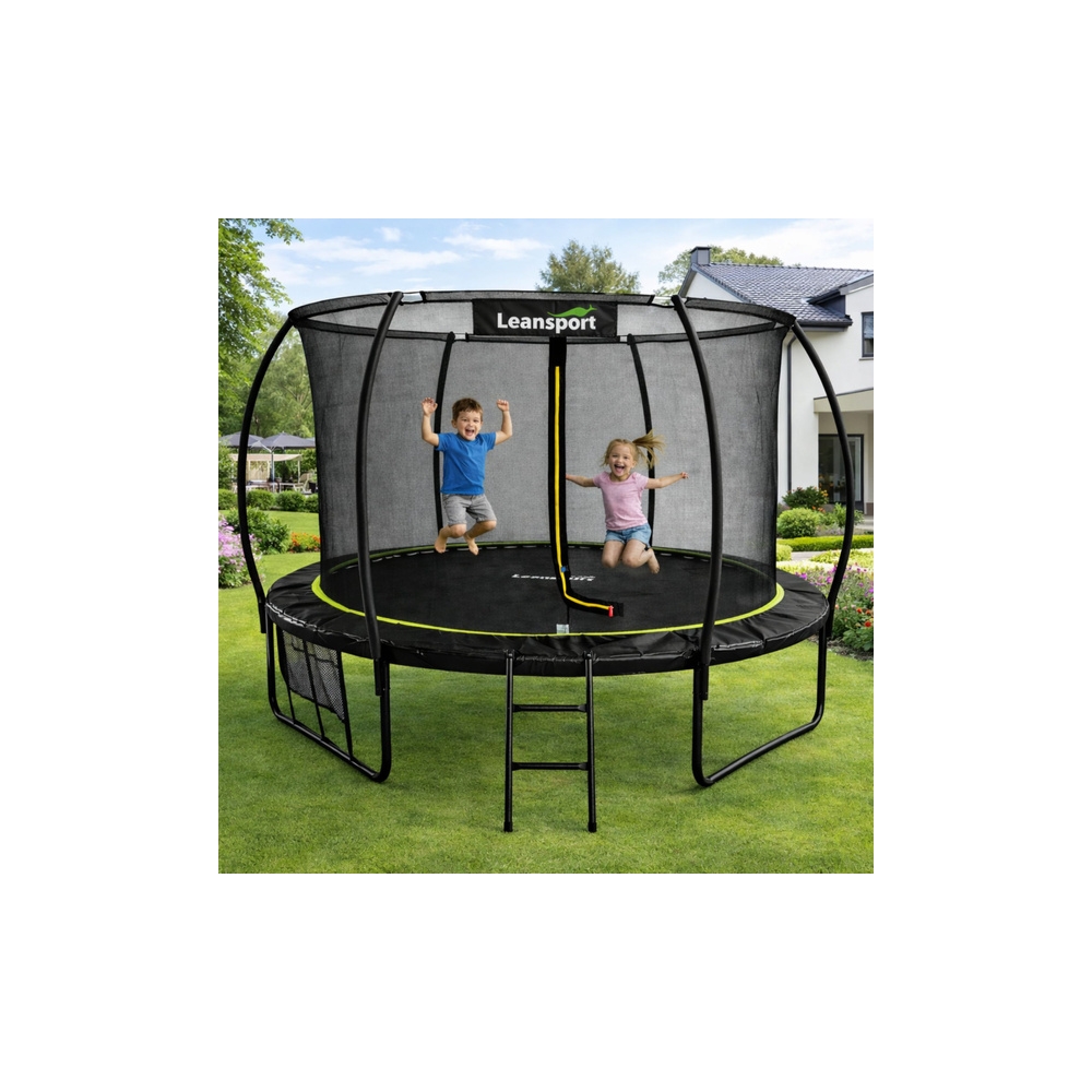 Trampolina Ogrodowa LEAN Z Siatką Wewnętrzną Czarno-Zielona 252CM 8FT