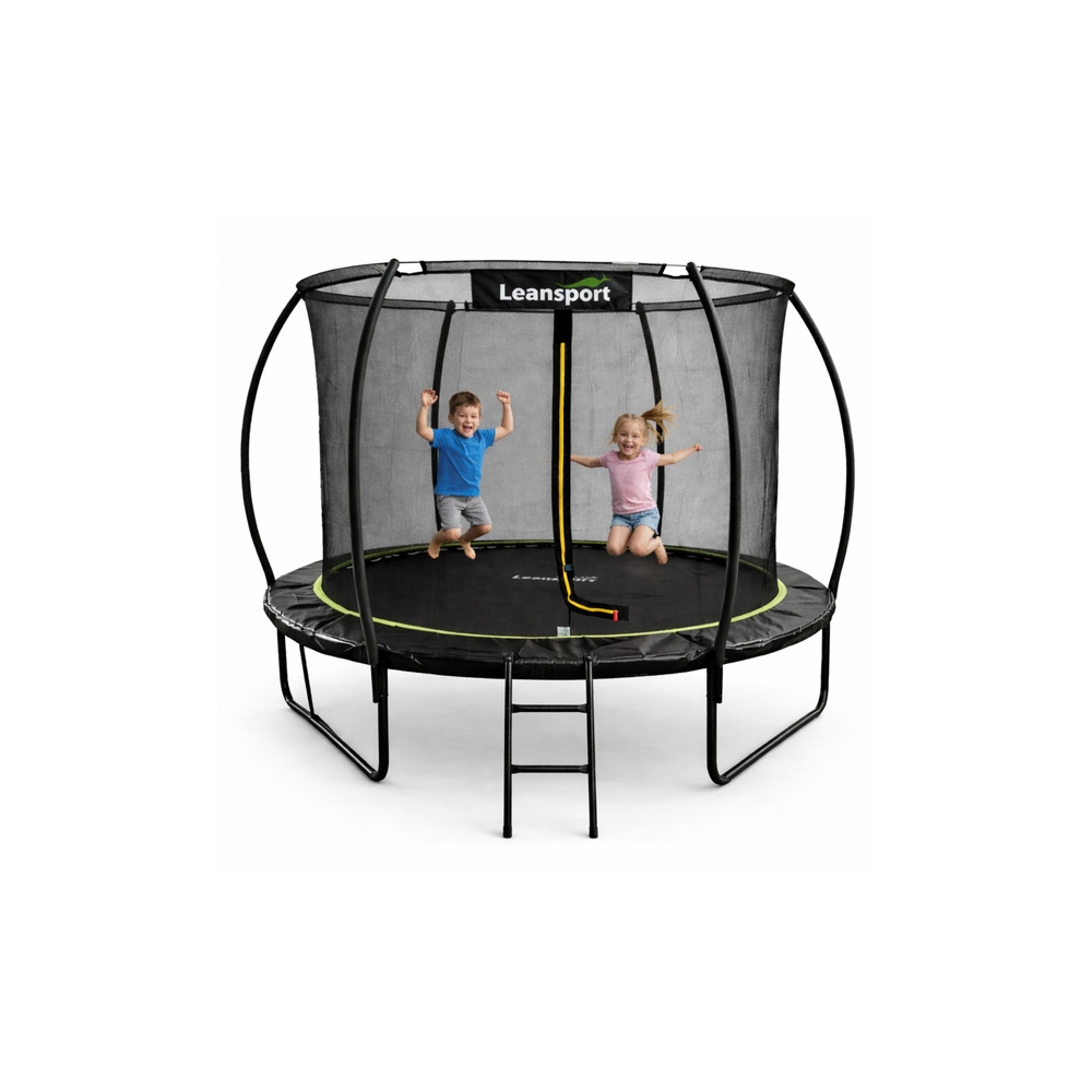 Trampolina Ogrodowa LEAN Z Siatką Wewnętrzną Czarno-Zielona 252CM 8FT