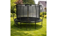 Trampolina Ogrodowa LEAN Z Siatką Wewnętrzną Czarno-Zielona 427CM 14FT