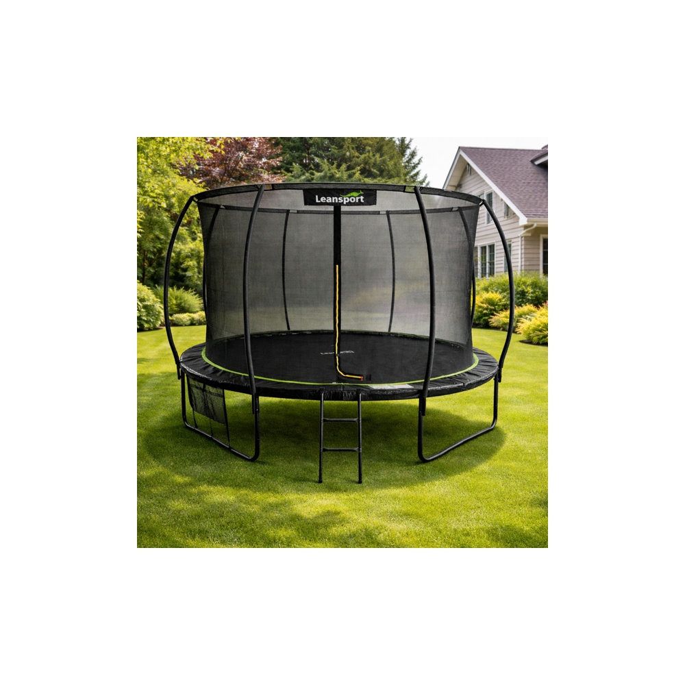 Trampolina Ogrodowa LEAN Z Siatką Wewnętrzną Czarno-Zielona 487CM 16FT
