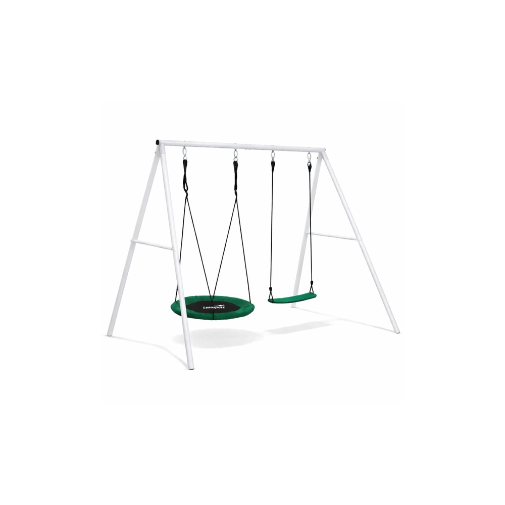 Sodo sūpynės Gando lizdas – 2-in-1 sėdynė su rėmu, baltos spalvos, 210 x 170 cm-Žaislai, Lauko žaislai, Sūpynės-e-vaikas