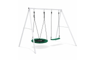 Sodo sūpynės Gando lizdas – 2-in-1 sėdynė su rėmu, baltos spalvos, 210 x 170 cm-Žaislai, Lauko žaislai, Sūpynės-e-vaikas