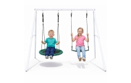 Sodo sūpynės Gando lizdas – 2-in-1 sėdynė su rėmu, baltos spalvos, 210 x 170 cm-Žaislai, Lauko žaislai, Sūpynės-e-vaikas