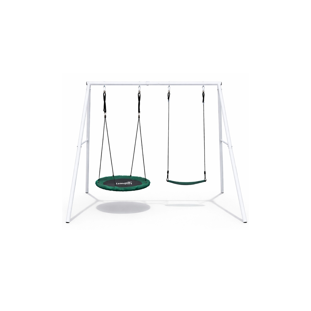 Sodo sūpynės Gando lizdas – 2-in-1 sėdynė su rėmu, baltos spalvos, 210 x 170 cm-Žaislai, Lauko žaislai, Sūpynės-e-vaikas
