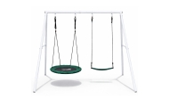 Sodo sūpynės Gando lizdas – 2-in-1 sėdynė su rėmu, baltos spalvos, 210 x 170 cm-Žaislai, Lauko žaislai, Sūpynės-e-vaikas