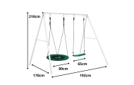 Sodo sūpynės Gando lizdas – 2-in-1 sėdynė su rėmu, baltos spalvos, 210 x 170 cm-Žaislai, Lauko žaislai, Sūpynės-e-vaikas