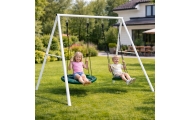 Sodo sūpynės Gando lizdas – 2-in-1 sėdynė su rėmu, baltos spalvos, 210 x 170 cm-Žaislai, Lauko žaislai, Sūpynės-e-vaikas