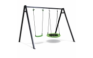 Sodo sūpynės Gando lizdas – 2-in-1 sėdynė su rėmu, juodas rėmas, 260 x 173 cm-Žaislai, Lauko žaislai, Sūpynės-e-vaikas