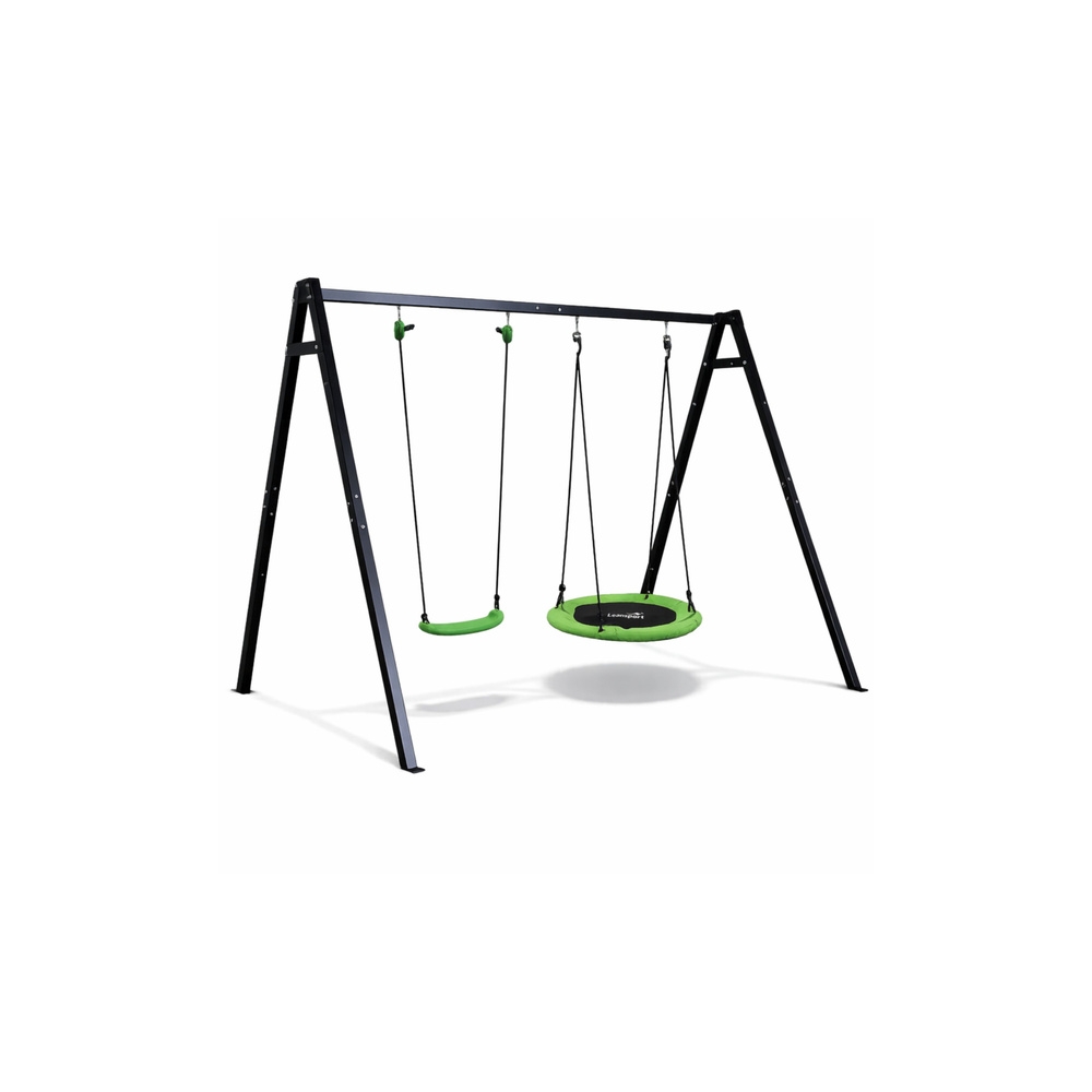 Sodo sūpynės Gando lizdas – 2-in-1 sėdynė su rėmu, juodas rėmas, 260 x 173 cm-Žaislai, Lauko žaislai, Sūpynės-e-vaikas