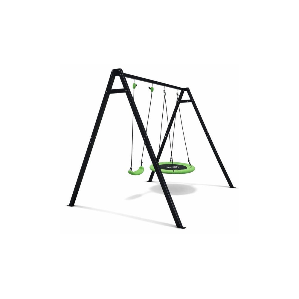 Sodo sūpynės Gando lizdas – 2-in-1 sėdynė su rėmu, juodas rėmas, 260 x 173 cm-Žaislai, Lauko žaislai, Sūpynės-e-vaikas