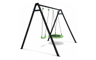 Sodo sūpynės Gando lizdas – 2-in-1 sėdynė su rėmu, juodas rėmas, 260 x 173 cm-Žaislai, Lauko žaislai, Sūpynės-e-vaikas
