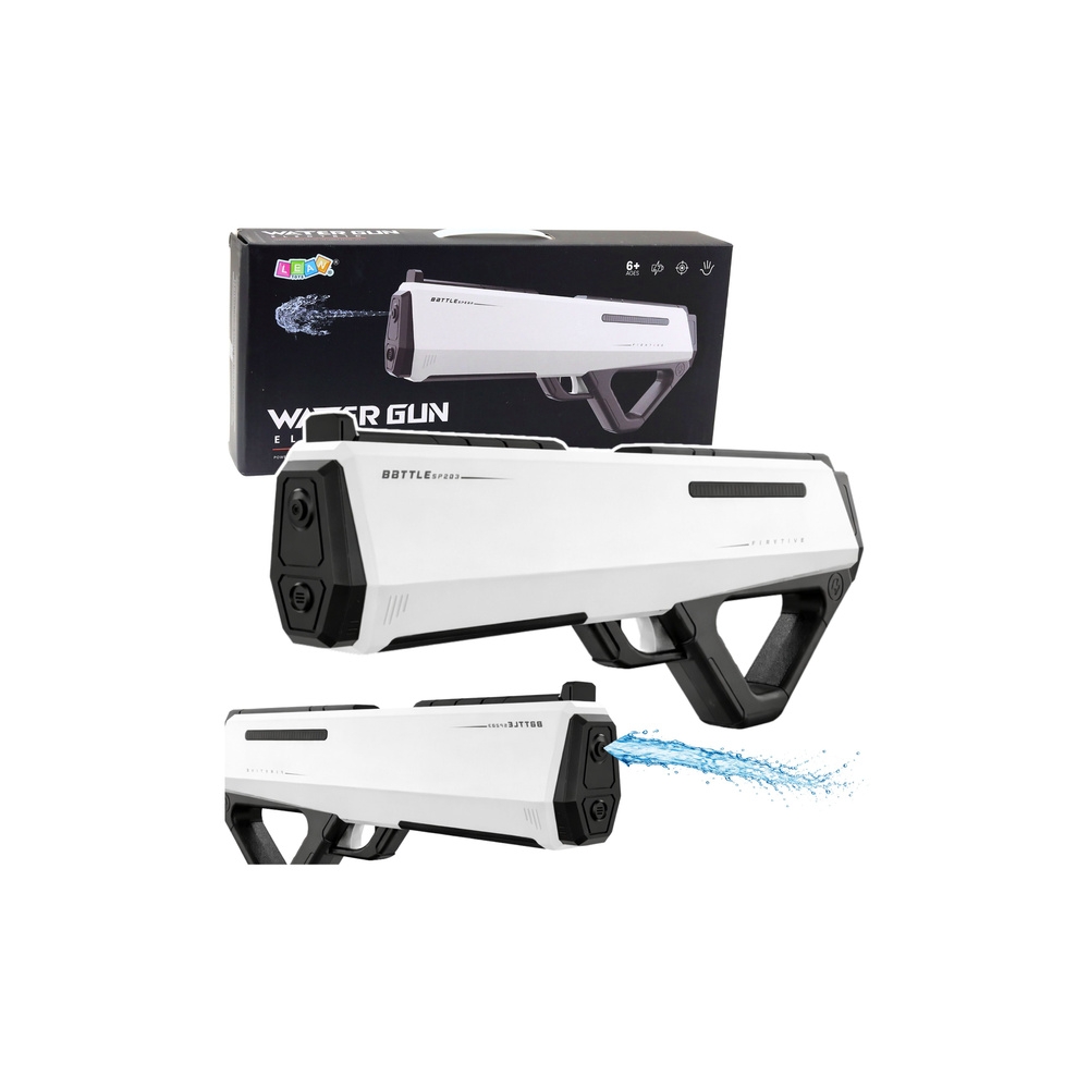 Elektryczny Pistolet Karabin Broń Na Wodę Biały Zasięg 12m 400ml