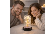 Wieczna Róża W Szklanej Kopule Oświetlenie LED Kryształowa 21,5 x 11 cm