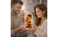 Wieczne Róże W Szklanej Kopule Oświetlenie LED Czerwone 21,5 x 11 cm