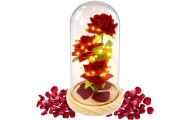 Wieczne Róże W Szklanej Kopule Oświetlenie LED Czerwone 21,5 x 11 cm