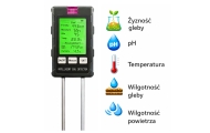 Miernik Wilgotności Roślin Higrometr Gleby 6W1 Temperatura Światło PH
