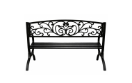 Ławka Ogrodowa Taras Ogród Parkowa Metalowa Oparcie Zdobiona Czarna 127 cm