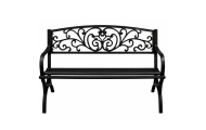 Ławka Ogrodowa Taras Ogród Parkowa Metalowa Oparcie Zdobiona Czarna 127 cm