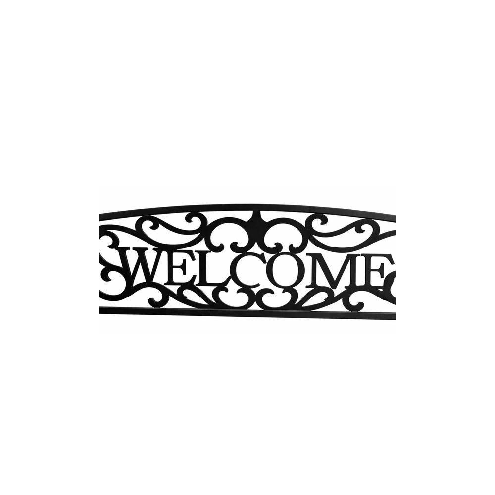 Sodo suoliukas „Taras Ogród Park“ iš metalo su atlošu „WELCOME“, juodos spalvos, 127 cm-Namai, laisvalaikis, turizmas, Sodo bald