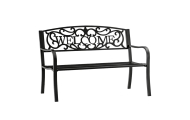 Sodo suoliukas „Taras Ogród Park“ iš metalo su atlošu „WELCOME“, juodos spalvos, 127 cm