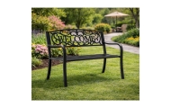 Ławka Ogrodowa Taras Ogród Park Metalowa Oparcie WELCOME Czarna 127 cm