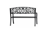 Sodo suoliukas „Taras Ogród Park“ iš metalo su atlošu „WELCOME“, juodos spalvos, 127 cm