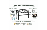 Sodo suoliukas „Taras Ogród Park“ iš metalo su atlošu „WELCOME“, juodos spalvos, 127 cm