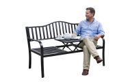 Sodo suoliukas „Taras Ogród Park“ – metalinis, su atlošu, staleliu, juodos spalvos, 150 cm