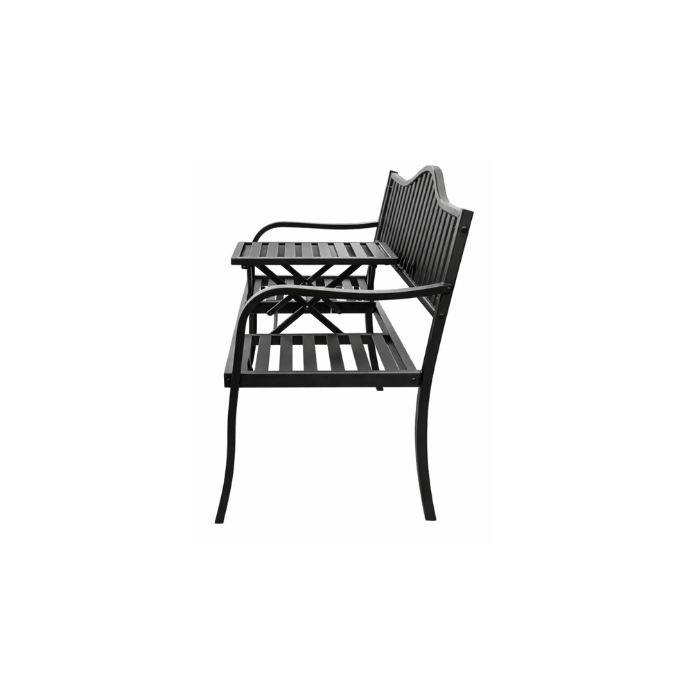 Sodo suoliukas „Taras Ogród Park“ – metalinis, su atlošu, staleliu, juodos spalvos, 150 cm