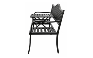 Ławka Ogrodowa Taras Ogród Park Metalowa Oparcie Stolik Czarna 150 cm