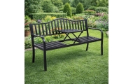 Sodo suoliukas „Taras Ogród Park“ – metalinis, su atlošu, staleliu, juodos spalvos, 150 cm