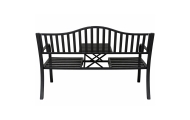 Ławka Ogrodowa Taras Ogród Park Metalowa Oparcie Stolik Czarna 150 cm