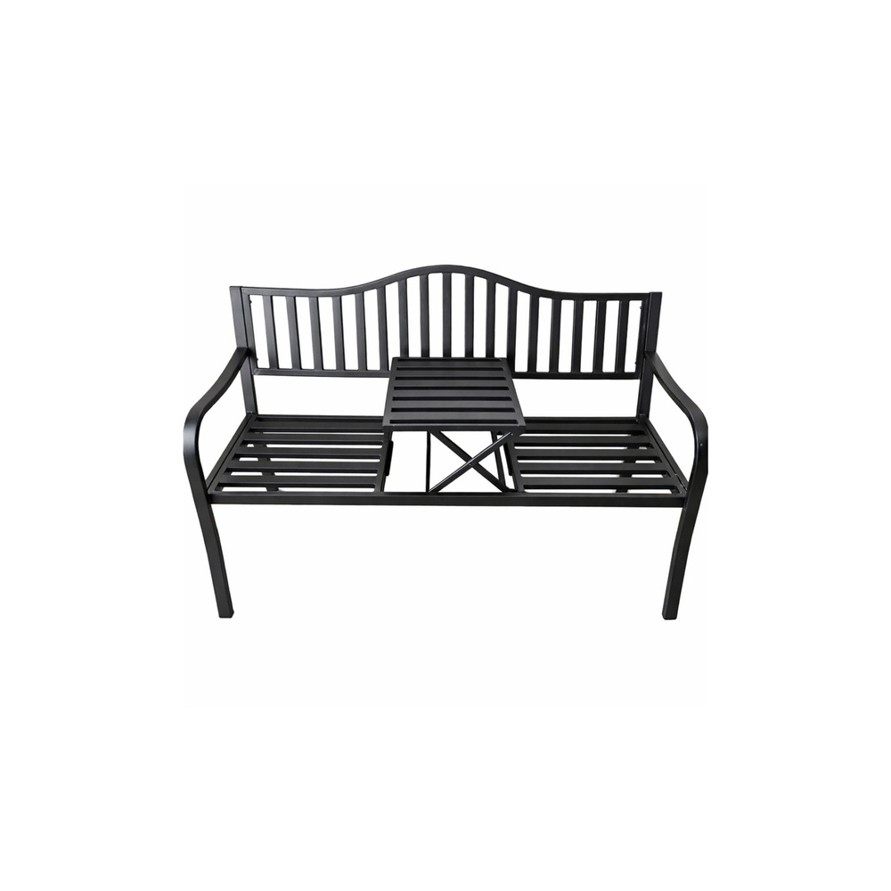 Sodo suoliukas „Taras Ogród Park“ – metalinis, su atlošu, staleliu, juodos spalvos, 150 cm