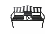 Ławka Ogrodowa Taras Ogród Park Metalowa Oparcie Stolik Czarna 150 cm
