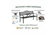 Ławka Ogrodowa Taras Ogród Park Metalowa Oparcie Stolik Czarna 150 cm